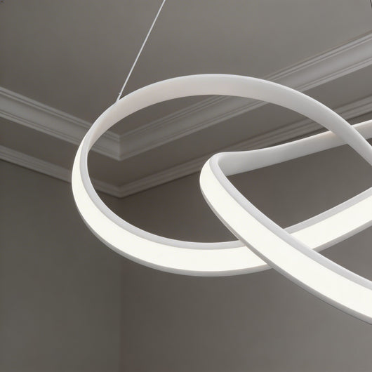 LuxeRibbon | Modern Adjustable LED Chandelier Light in Aluminum for Dining Room 5