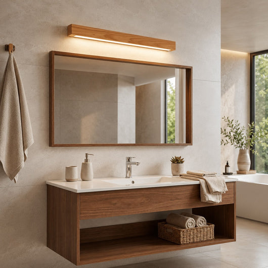 LuxeWood | Elegant Adjustable Brightness Linear Wall Light Fixture + Wood Design 1
