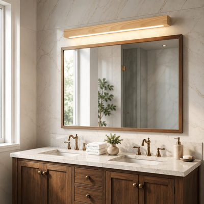 LuxeWood | Elegant Adjustable Brightness Linear Wall Light Fixture + Wood Design 4