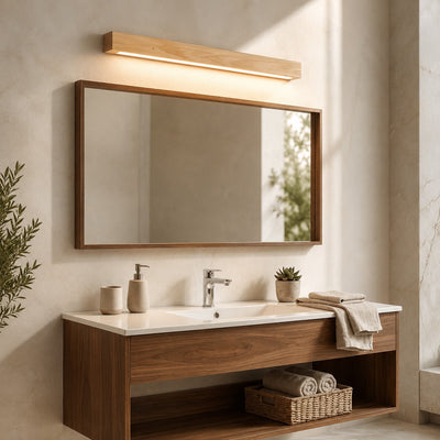 LuxeWood | Elegant Adjustable Brightness Linear Wall Light Fixture + Wood Design 6
