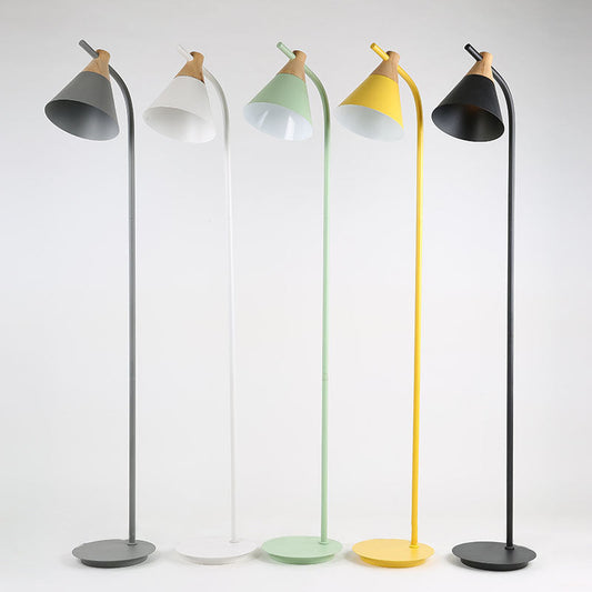 MacaronGlow | Stylish Modern Black Floor Lamp with Cone Shade 0