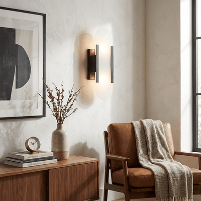 Melange | Elegant Handcrafted Alabaster Wall Sconce with Brass Accents 3