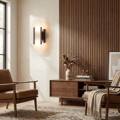 Melange | Elegant Handcrafted Alabaster Wall Sconce with Brass Accents 7