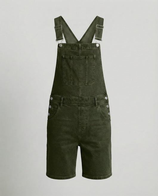 Men's Casual Denim Bib Shorts Adjustable Fit with Pockets Blue Summer 4