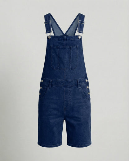 Men's Casual Denim Bib Shorts Adjustable Fit with Pockets Blue Summer 5