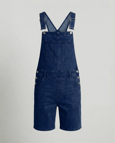 Men's Casual Denim Bib Shorts Adjustable Fit with Pockets Blue Summer 5