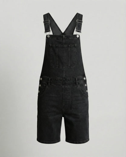 Men's Casual Denim Bib Shorts Adjustable Fit with Pockets Blue Summer 6