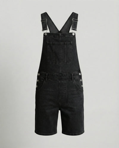 Men's Casual Denim Bib Shorts Adjustable Fit with Pockets Blue Summer 6