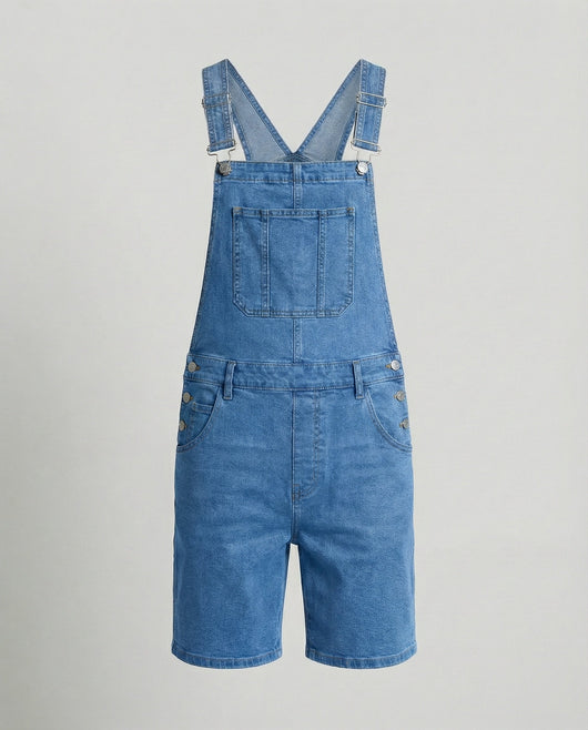 Men's Casual Denim Bib Shorts Adjustable Fit with Pockets Blue Summer 7