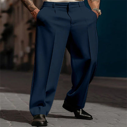 Men's High Waist Wide Leg Suit Trousers Breathable Fabric Elegant Comfort 0