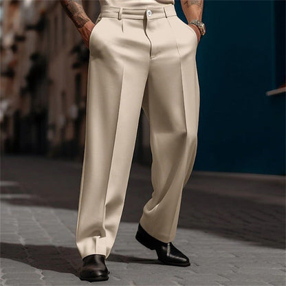 Men's High Waist Wide Leg Suit Trousers Breathable Fabric Elegant Comfort 10