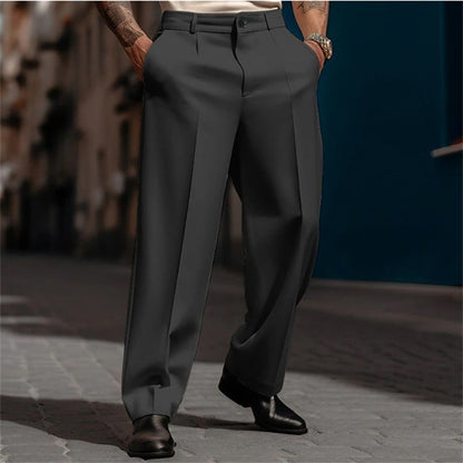 Men's High Waist Wide Leg Suit Trousers Breathable Fabric Elegant Comfort 4
