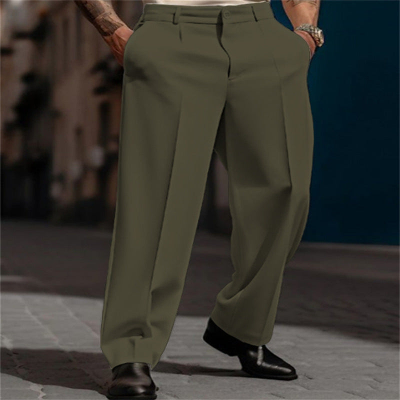 Men's High Waist Wide Leg Suit Trousers Breathable Fabric Elegant Comfort 6