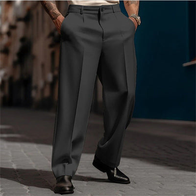 Men's High Waist Wide Leg Suit Trousers Breathable Fabric Elegant Comfort 7