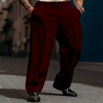 Men's High Waist Wide Leg Suit Trousers Breathable Fabric Elegant Comfort 8