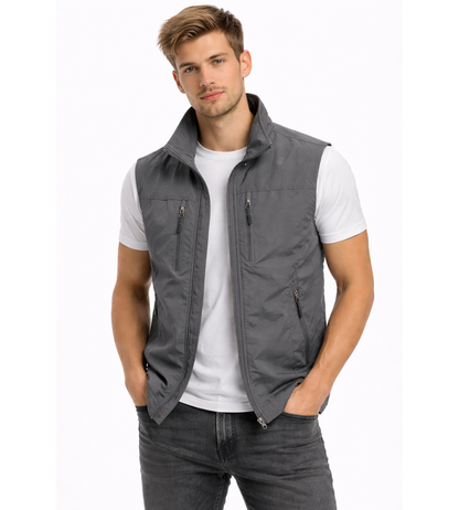 Men's Outdoor Zipper Vest Stand-up Collar Lightweight Casual 3
