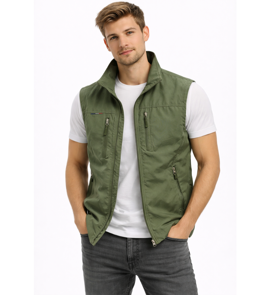 Men's Outdoor Zipper Vest Stand-up Collar Lightweight Casual 4