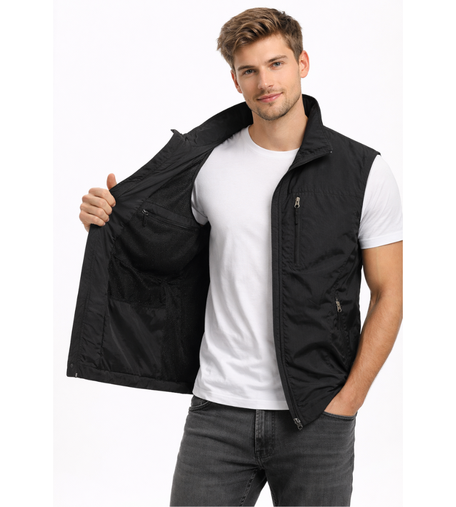 Men's Outdoor Zipper Vest Stand-up Collar Lightweight Casual 7