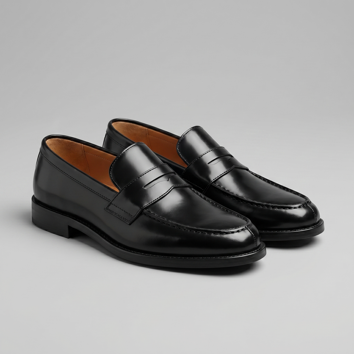 Men's Penny Loafers Slip On Genuine Leather Comfortable Black Casual 0