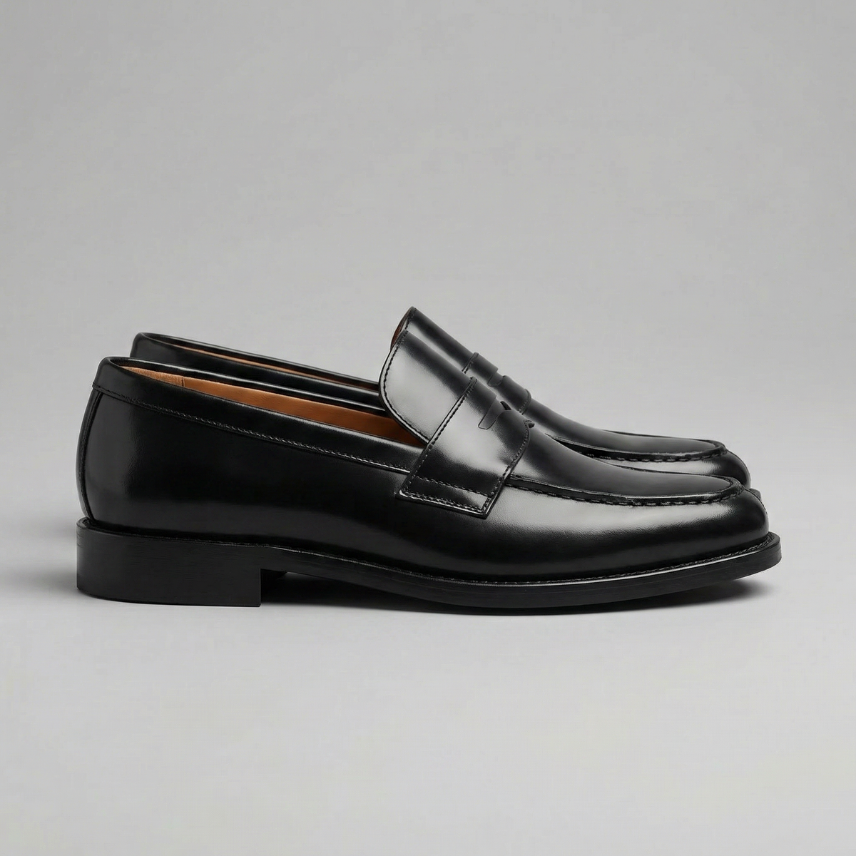 Men's Penny Loafers Slip On Genuine Leather Comfortable Black Casual 1