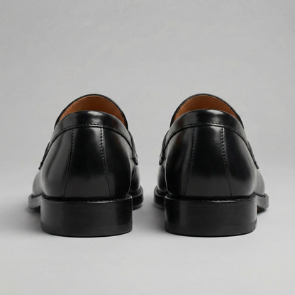 Men's Penny Loafers Slip On Genuine Leather Comfortable Black Casual 2
