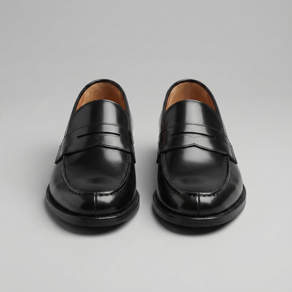 Men's Penny Loafers Slip On Genuine Leather Comfortable Black Casual 4