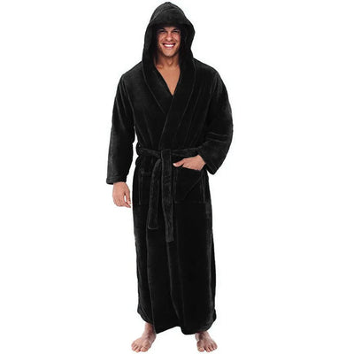 Men's Plush Bathrobe with Hood | Cozy and Warm for Relaxation | Ideal for Home Use 3