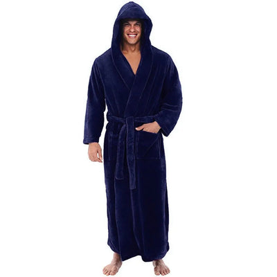 Men's Plush Bathrobe with Hood | Cozy and Warm for Relaxation | Ideal for Home Use 4