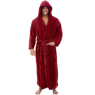 Men's Plush Bathrobe with Hood | Cozy and Warm for Relaxation | Ideal for Home Use 5
