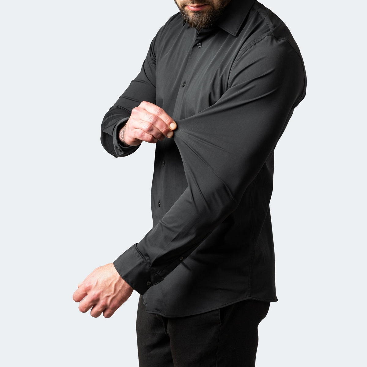 Men's Slim Fit Non-Iron White Dress Shirt Extreme Stretch Casual Office 0
