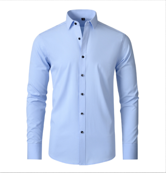 Men's Slim Fit Non-Iron White Dress Shirt Extreme Stretch Casual Office 1
