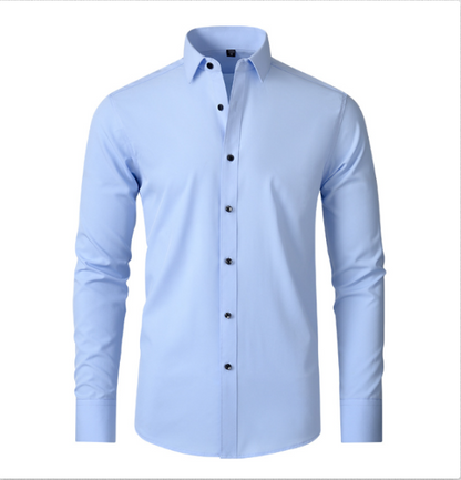 Men's Slim Fit Non-Iron White Dress Shirt Extreme Stretch Casual Office 1