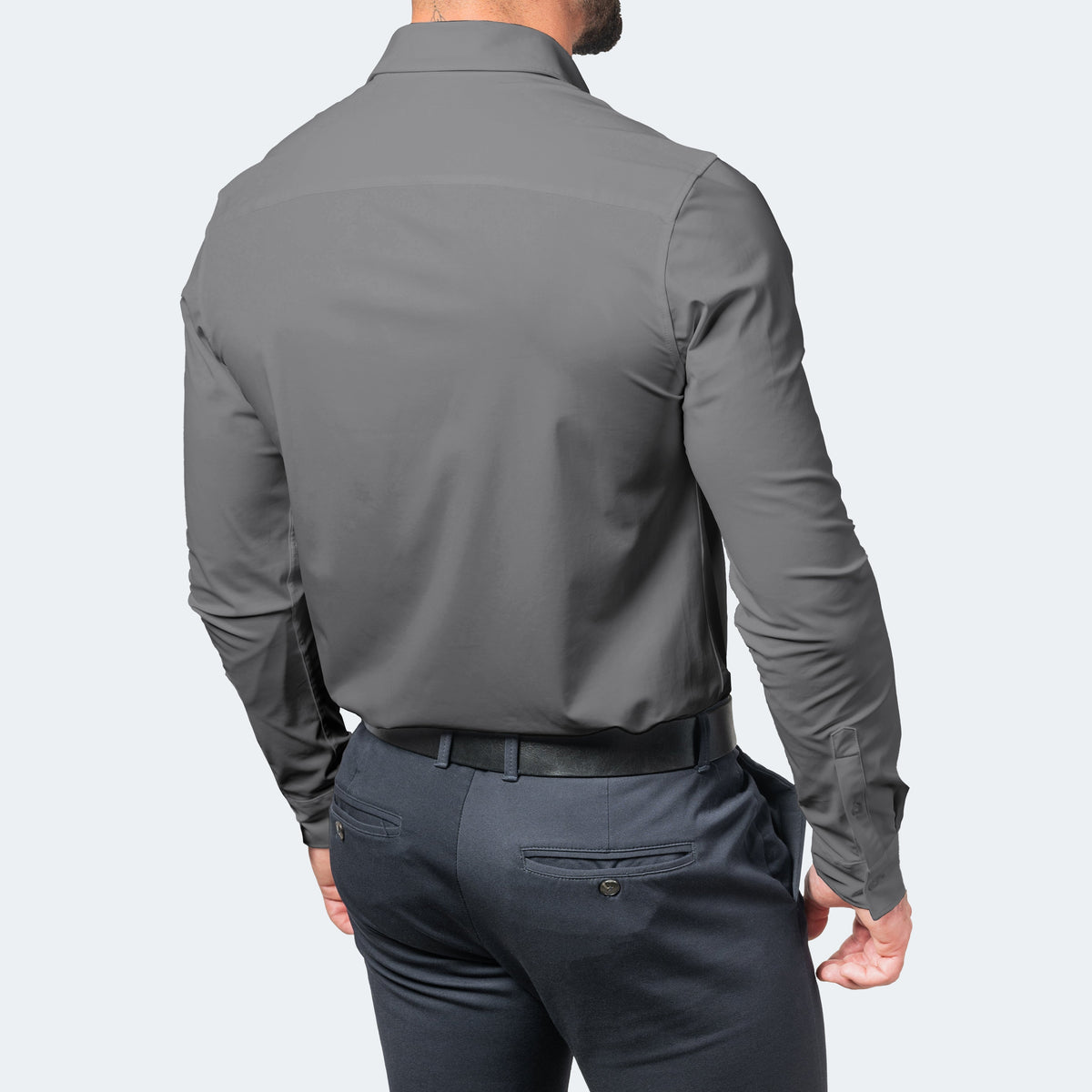 Men's Slim Fit Non-Iron White Dress Shirt Extreme Stretch Casual Office 5