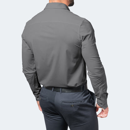 Men's Slim Fit Non-Iron White Dress Shirt Extreme Stretch Casual Office 5