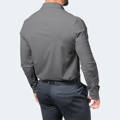 Men's Slim Fit Non-Iron White Dress Shirt Extreme Stretch Casual Office 5
