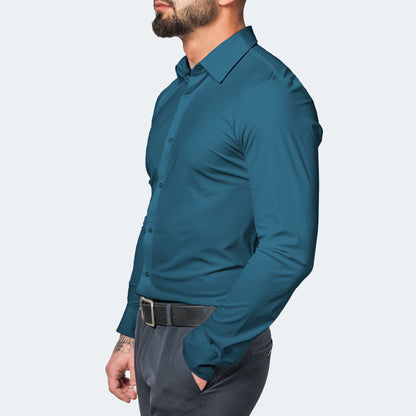 Men's Slim Fit Non-Iron White Dress Shirt Extreme Stretch Casual Office 6