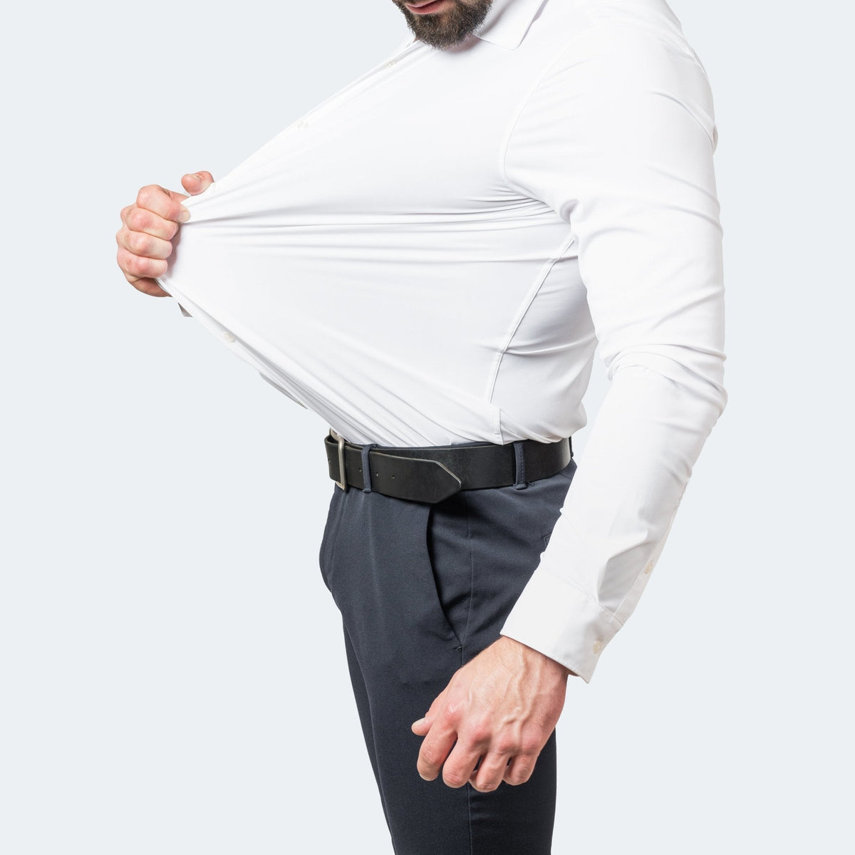 Men's Slim Fit Non-Iron White Dress Shirt Extreme Stretch Casual Office 7