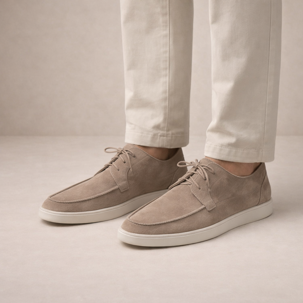 Men's Suede Loafers Lace Up Comfort Fit Casual Formal Brown 1