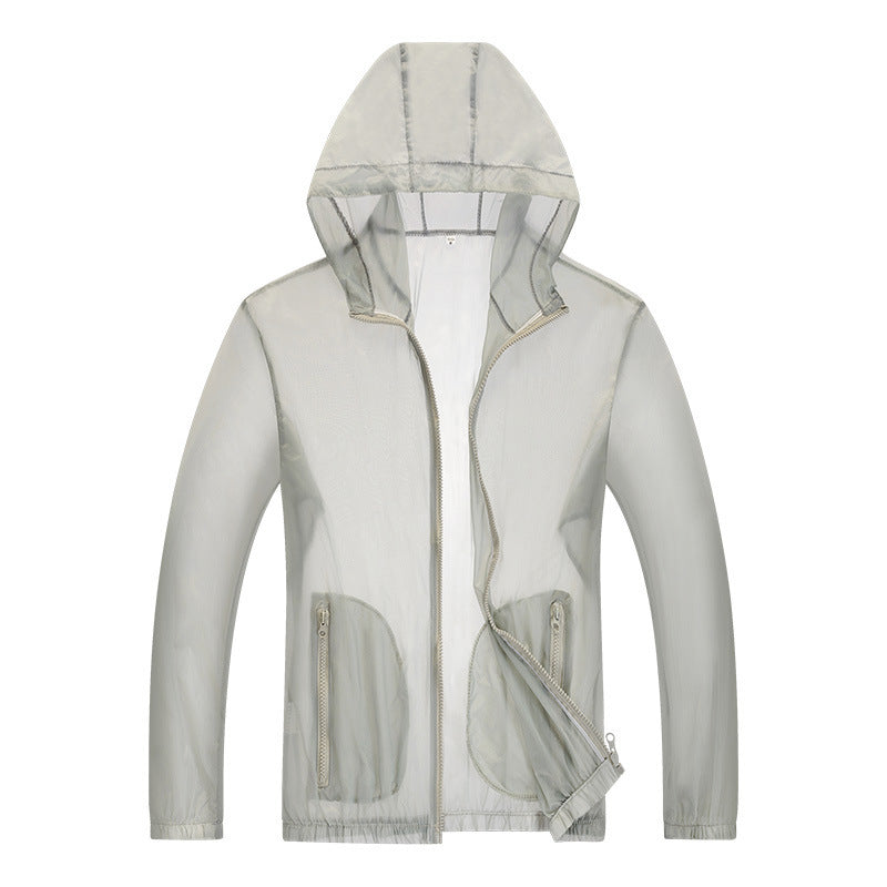 Men's Waterproof Rain Jacket Ultralight Adjustable Hood Reflective Grey 1