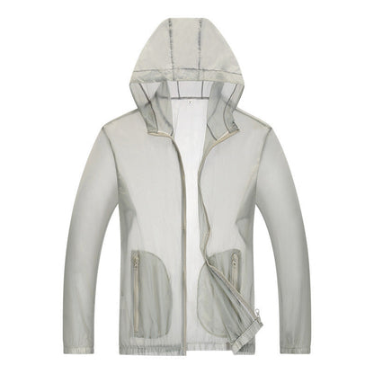 Men's Waterproof Rain Jacket Ultralight Adjustable Hood Reflective Grey 1