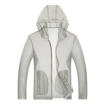 Men's Waterproof Rain Jacket Ultralight Adjustable Hood Reflective Grey 1