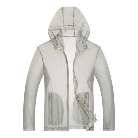 Men's Waterproof Rain Jacket Ultralight Adjustable Hood Reflective Grey 1