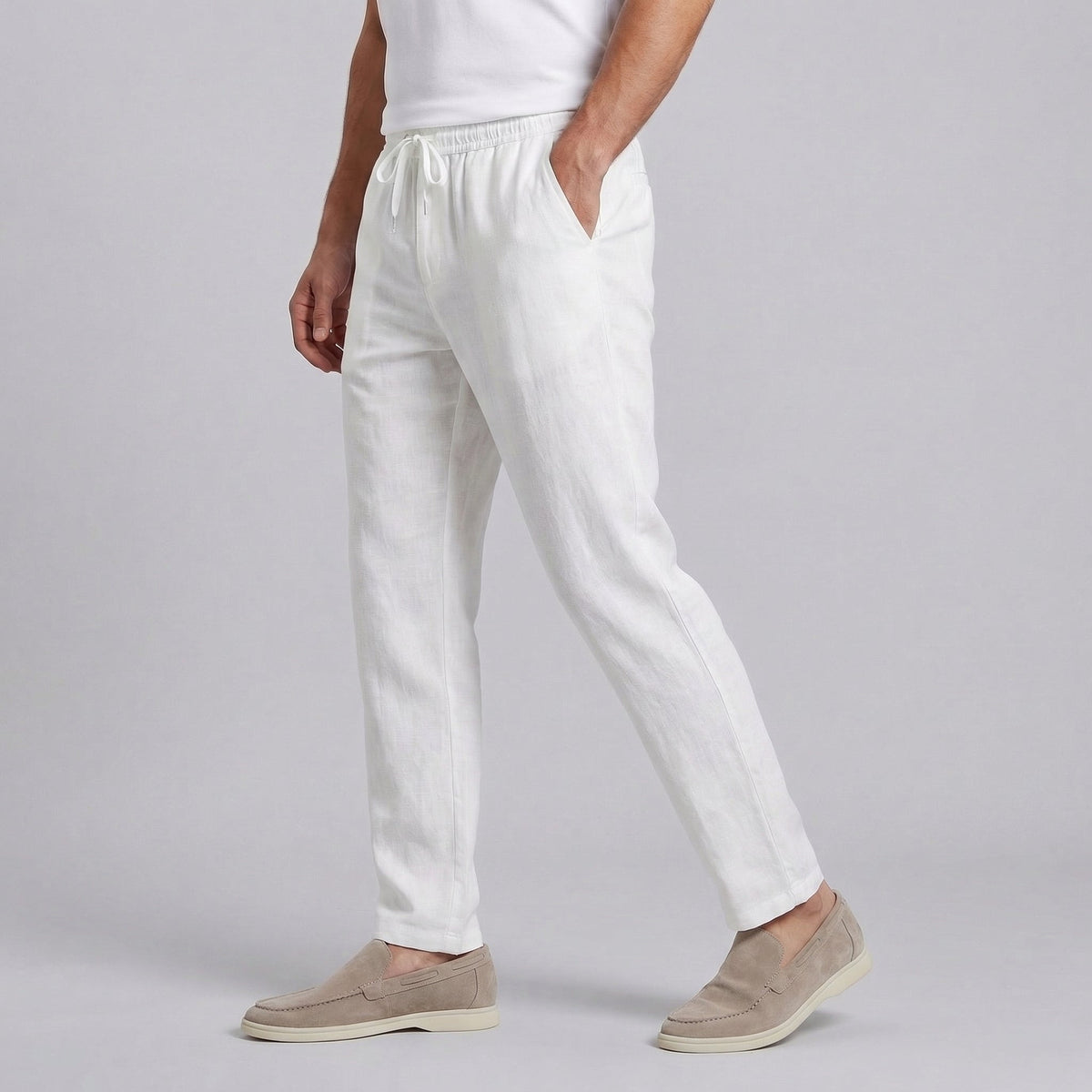 Men's Wide Leg Casual Trousers Lightweight Linen Summer Comfort 0