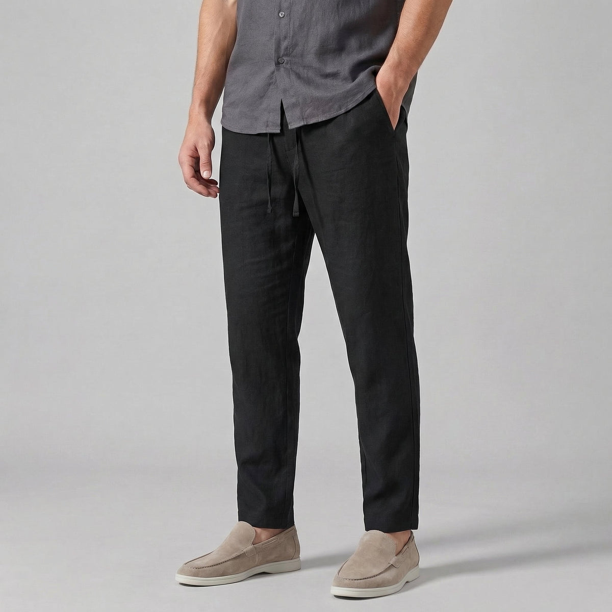 Men's Wide Leg Casual Trousers Lightweight Linen Summer Comfort 5