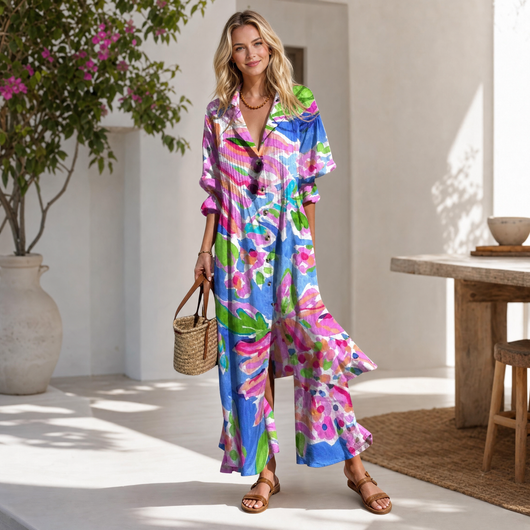 Mia | Women's Maxi Dress Bohemian Vibrant Soft Fabric Adult Summer 2