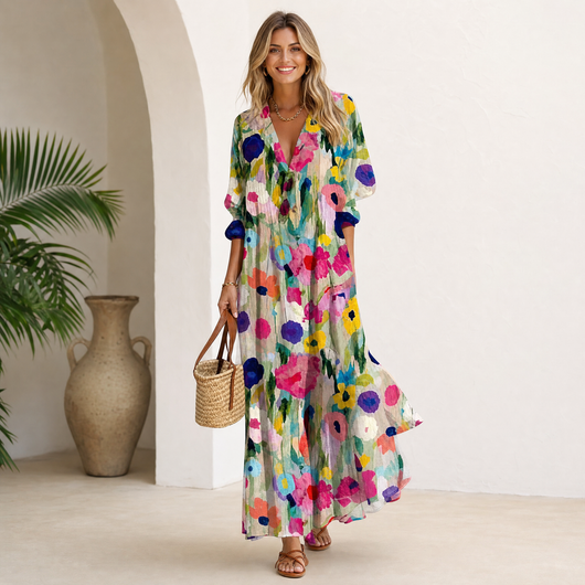 Mia | Women's Maxi Dress Bohemian Vibrant Soft Fabric Adult Summer 5