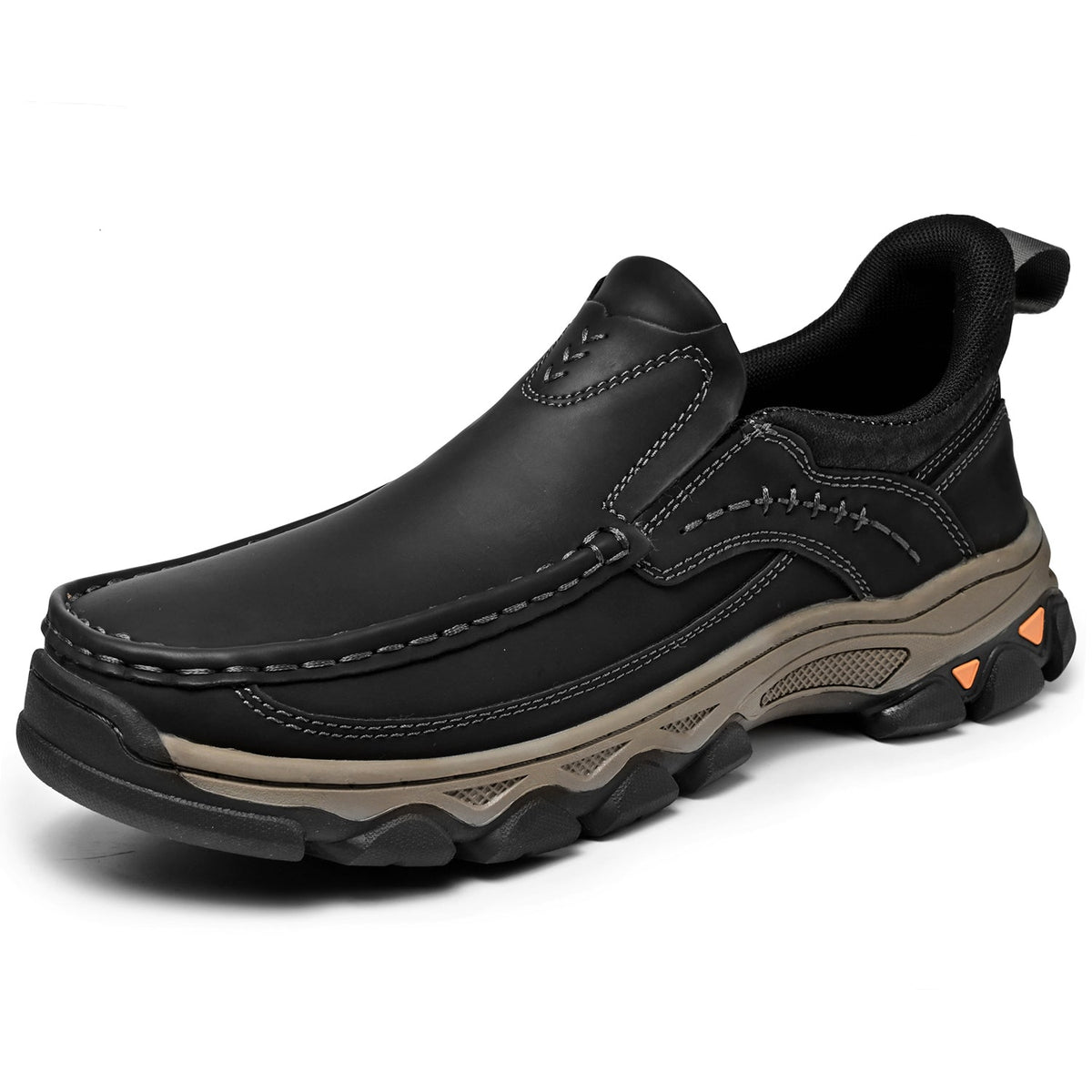 Michael | Orthopedic Slip On Walking Shoes Non Slip Black Synthetic Leather Men Adult 1