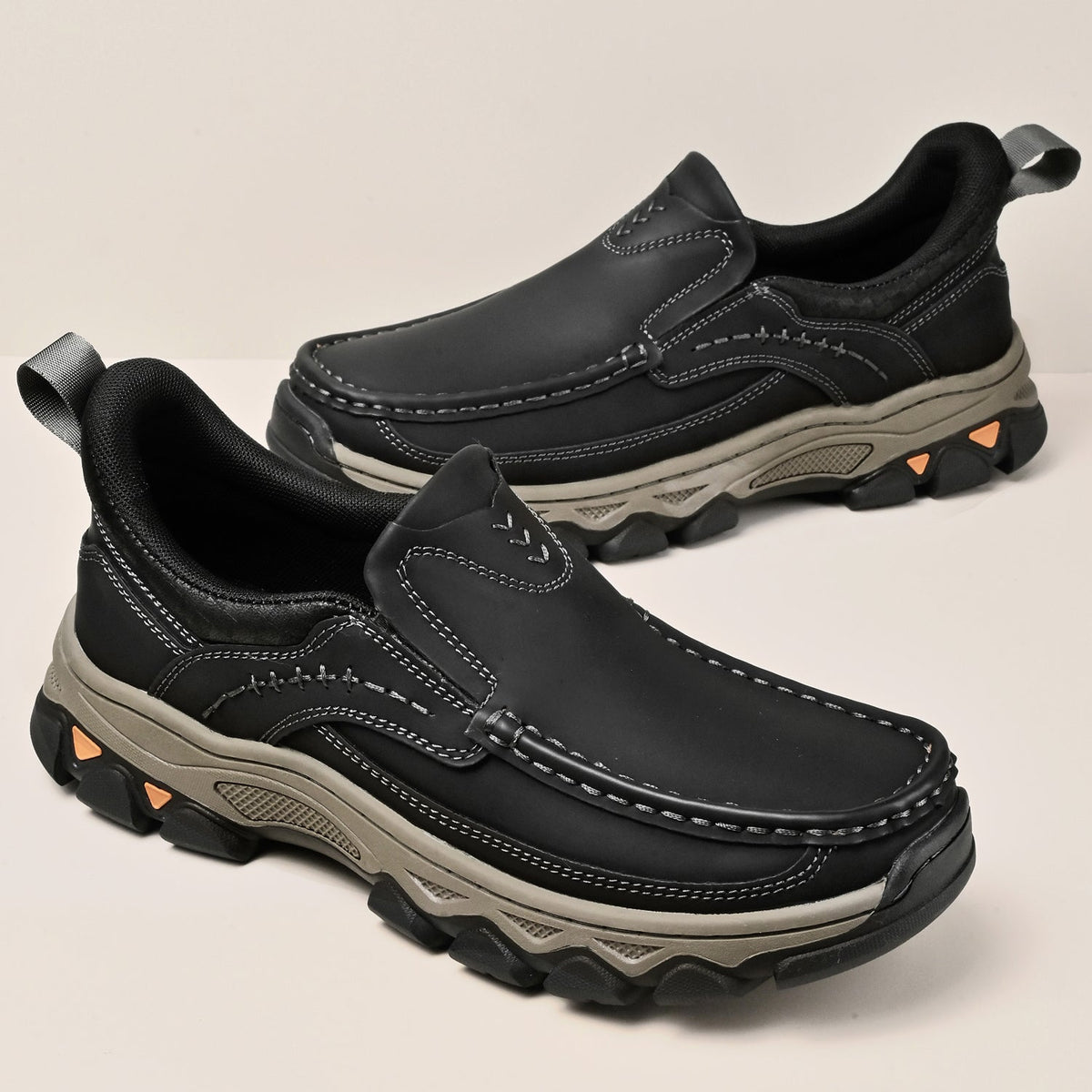 Michael | Orthopedic Slip On Walking Shoes Non Slip Black Synthetic Leather Men Adult 4