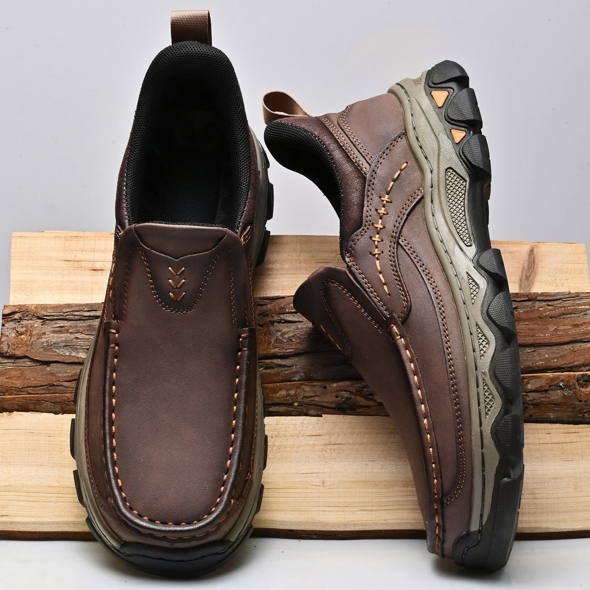 Michael | Orthopedic Slip On Walking Shoes Non Slip Black Synthetic Leather Men Adult 6