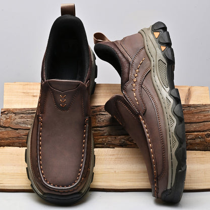 Michael | Orthopedic Slip On Walking Shoes Non Slip Black Synthetic Leather Men Adult 6